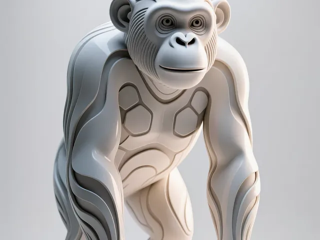 Chimpanzee Hexa, Statue