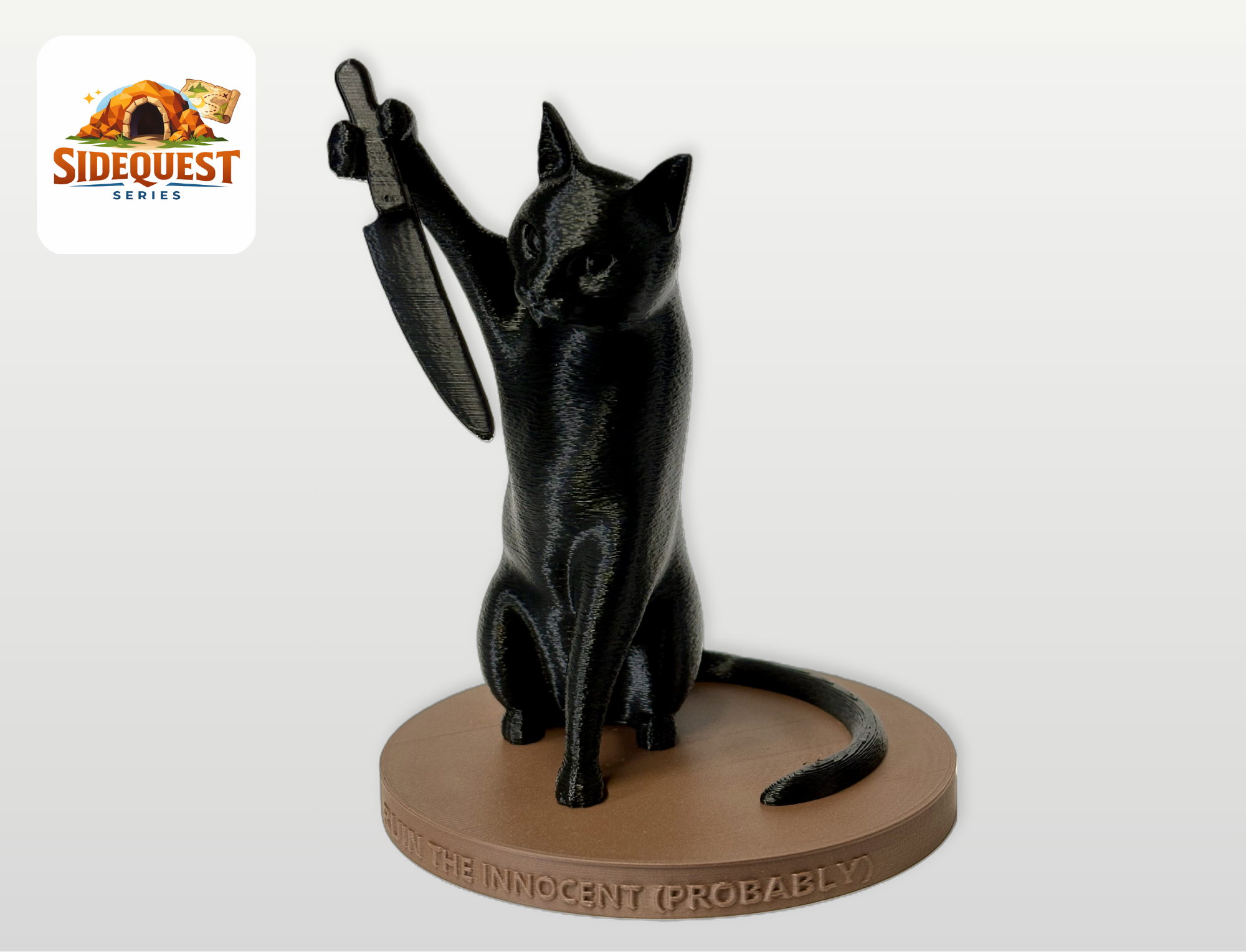 Funny Cat Figurine with Knife: Ruin the Innocent (Probably)