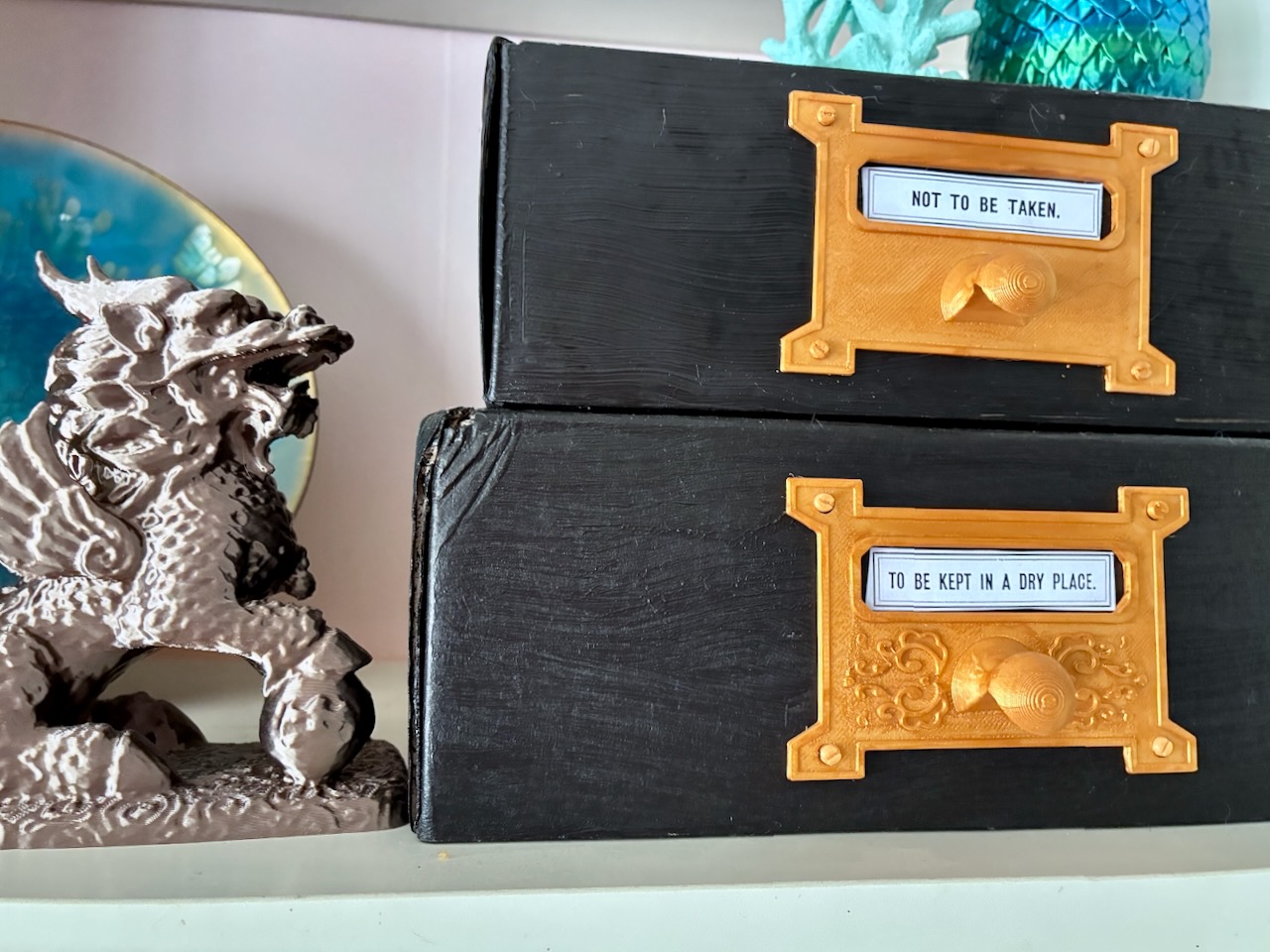 Vintage-style label plate/drawer pull (second version) for upcycling boxes — thumbnail 6