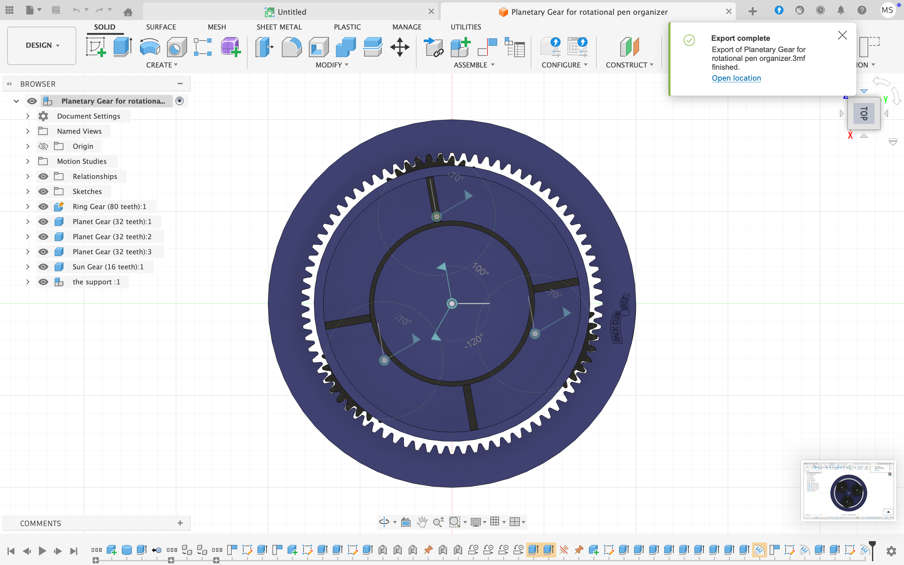 A rotational pen and pencil organizer