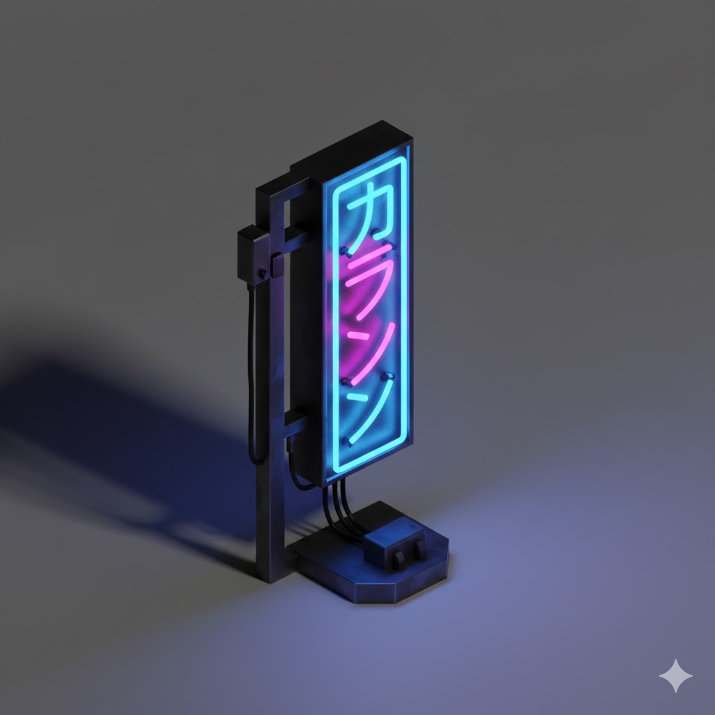 Low Poly Cyberpunk Neon Sign