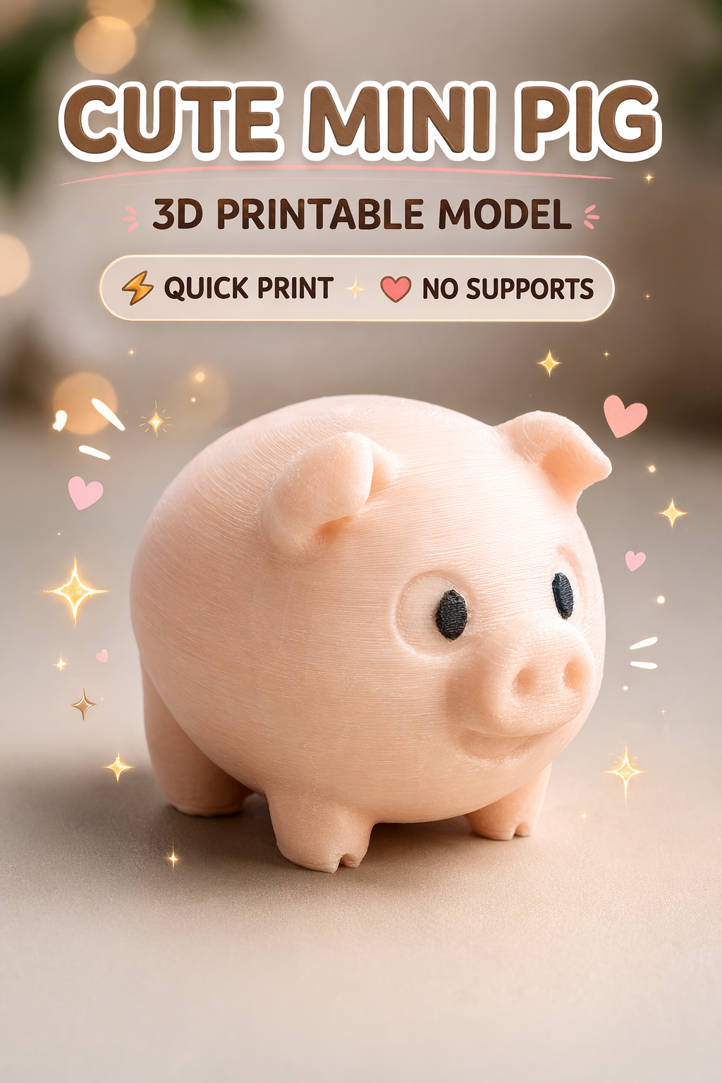 Tiny Cute Pig – Beginner Friendly Print