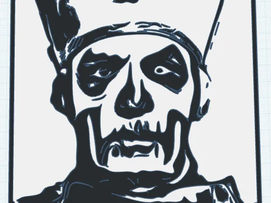 Ghost's Papa I Emeritus woodcut-style portrait
