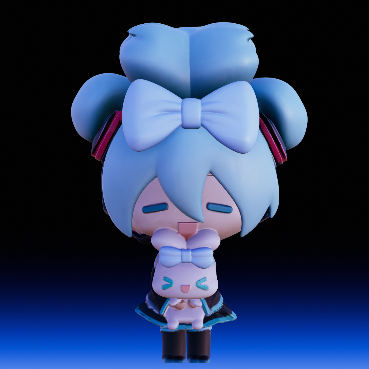 Chibi Hatsune Miku with Cinnamoroll Plushie - Vocaloid 3D Model