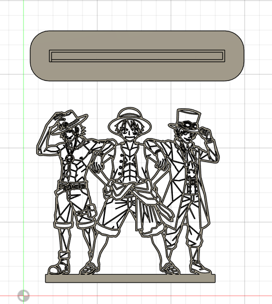 low poly luffy , sabo , ace stand