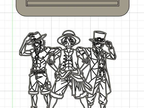 low poly luffy , sabo , ace stand
