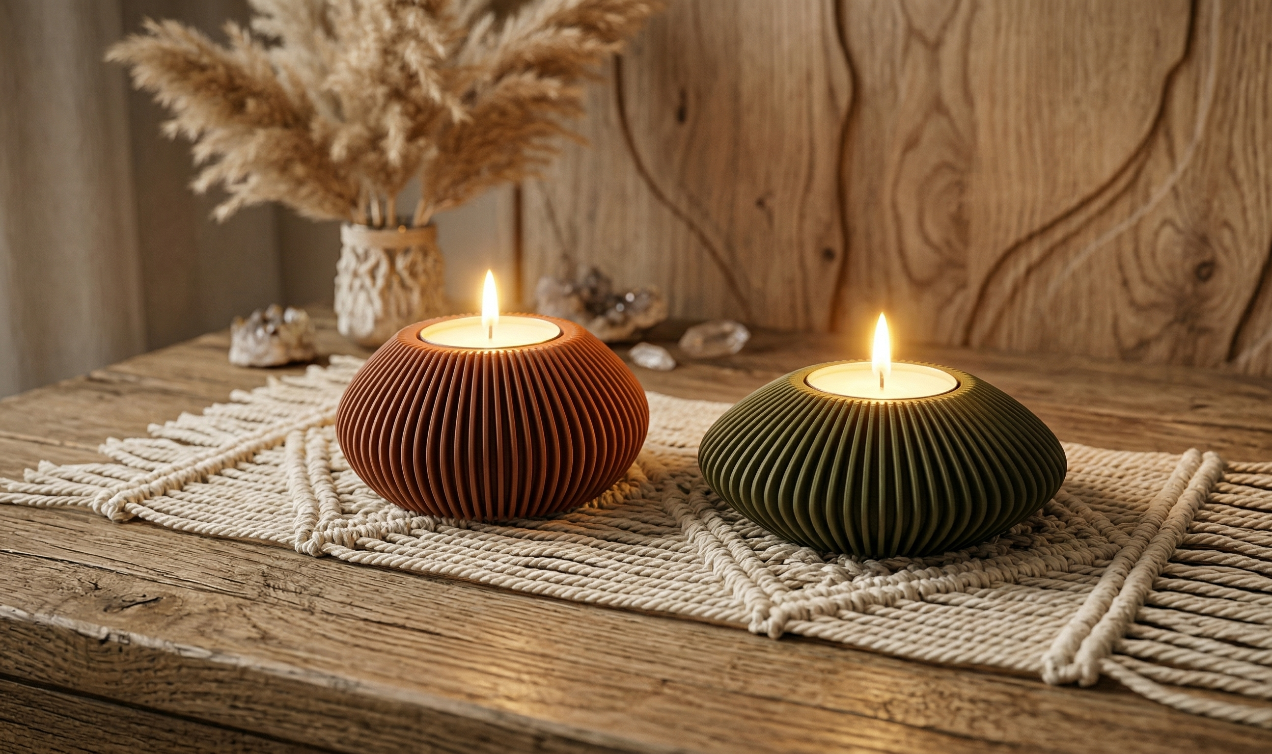 Ribbed Parametric Tealight Holder Modern Boho