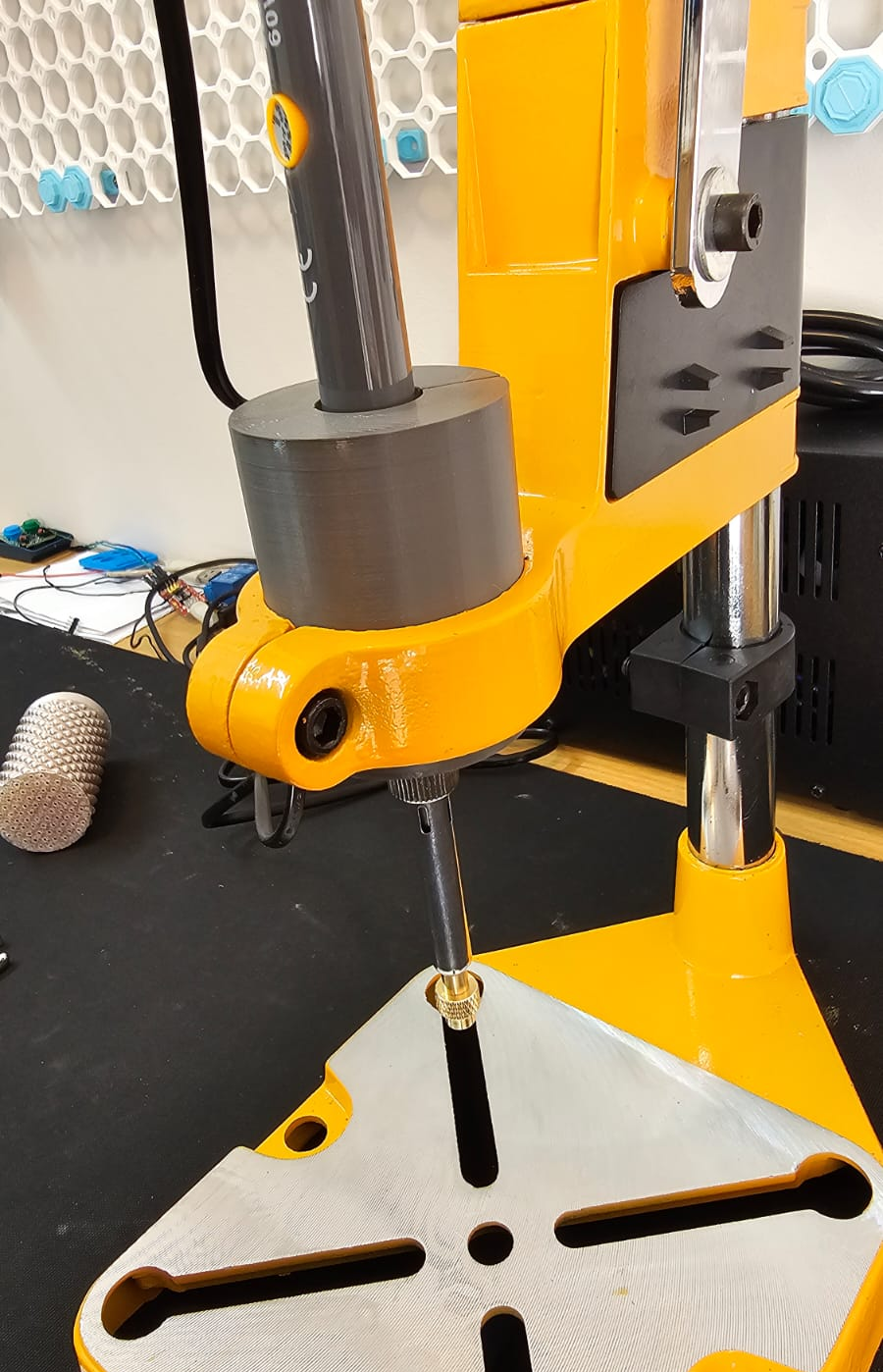 Soldering iron mount for a drill stand