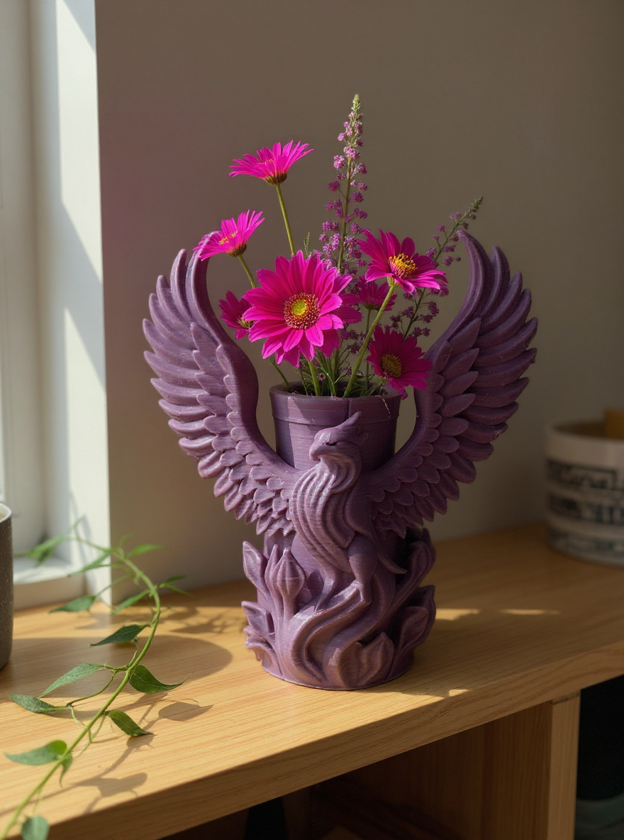 Red Phoenix Planter – Bold Mythical Bird Pot for Flowers