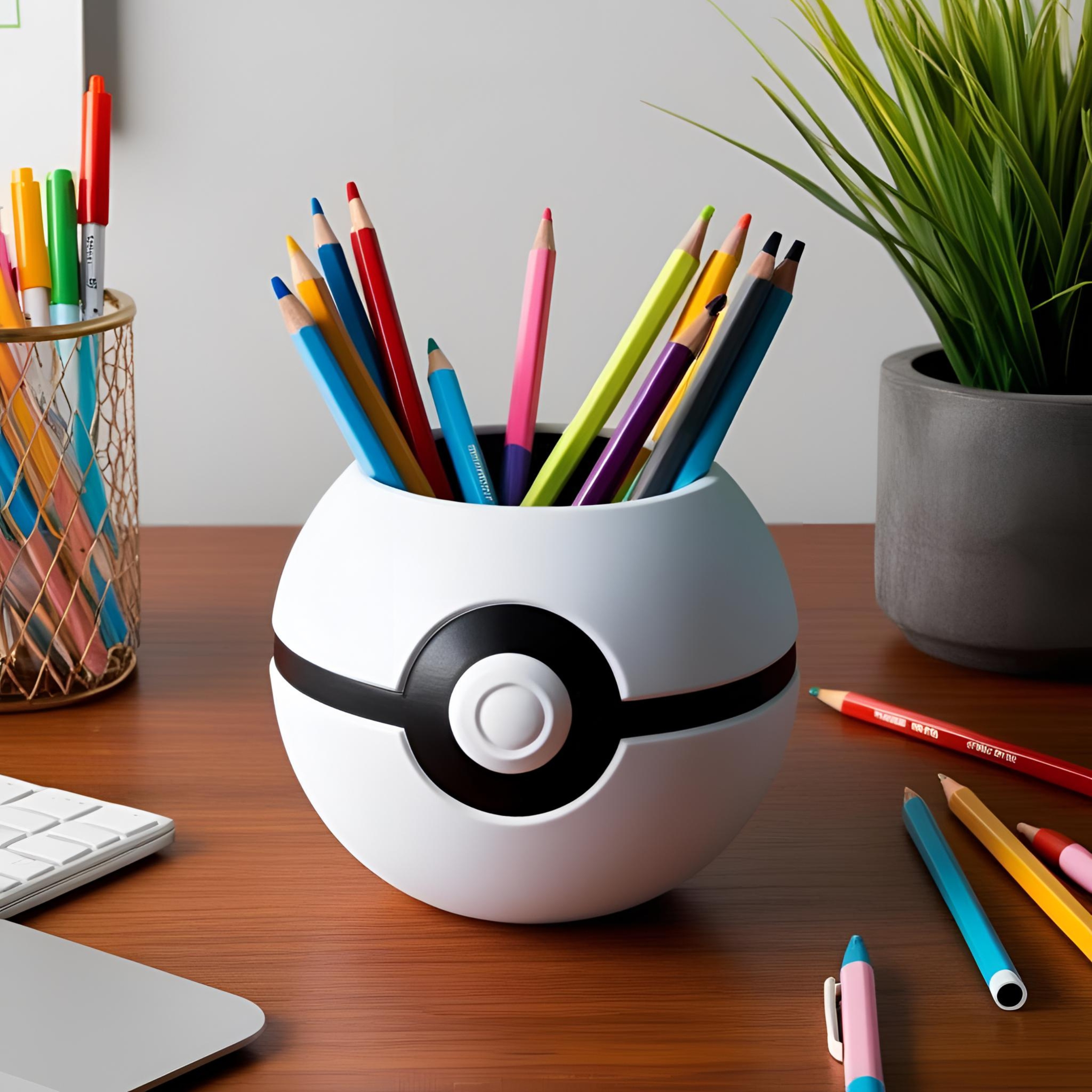 Pokeball Pencil Cup, Pokeball Pencil Holder 3D model thumbnail