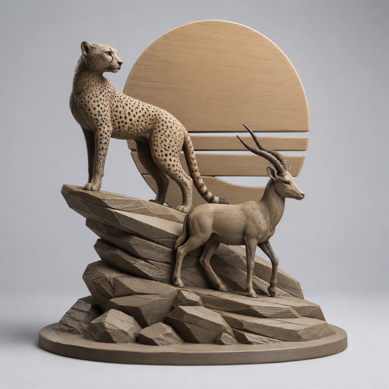 Geometrische Felsenlandschaft mit Tieren - Geometric rock landscape with animals