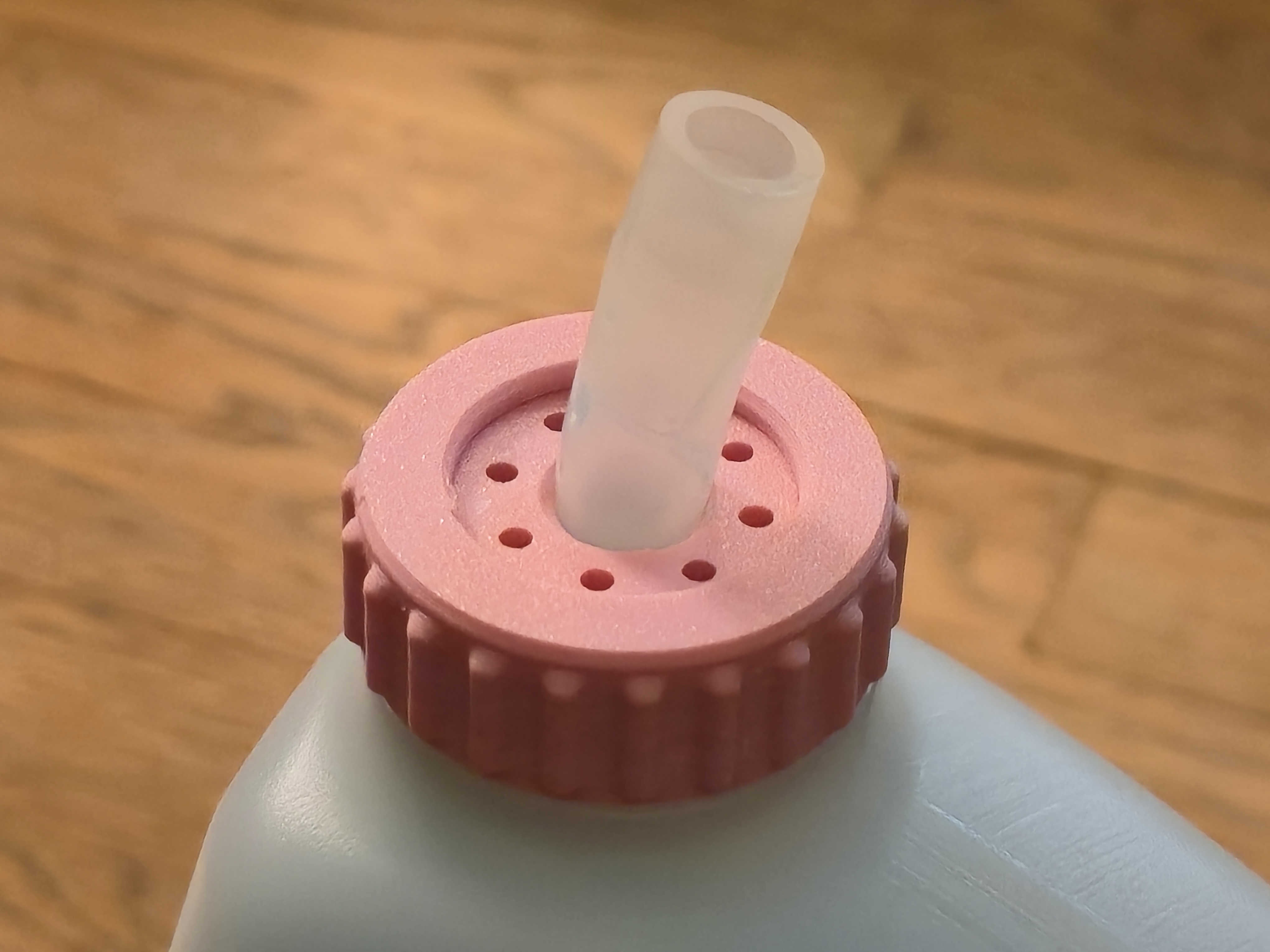Soap container cap for soap dispenser hose (12 mm hose, 38-400 cap threads) 3D model