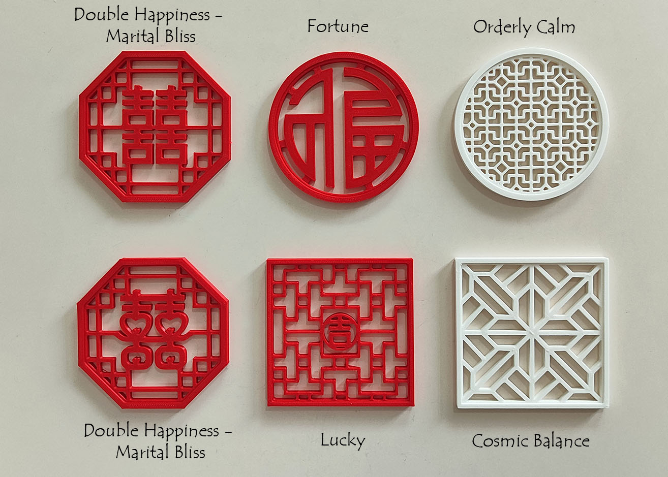 Traditional Oriental Window Pattern Coasters Set 2