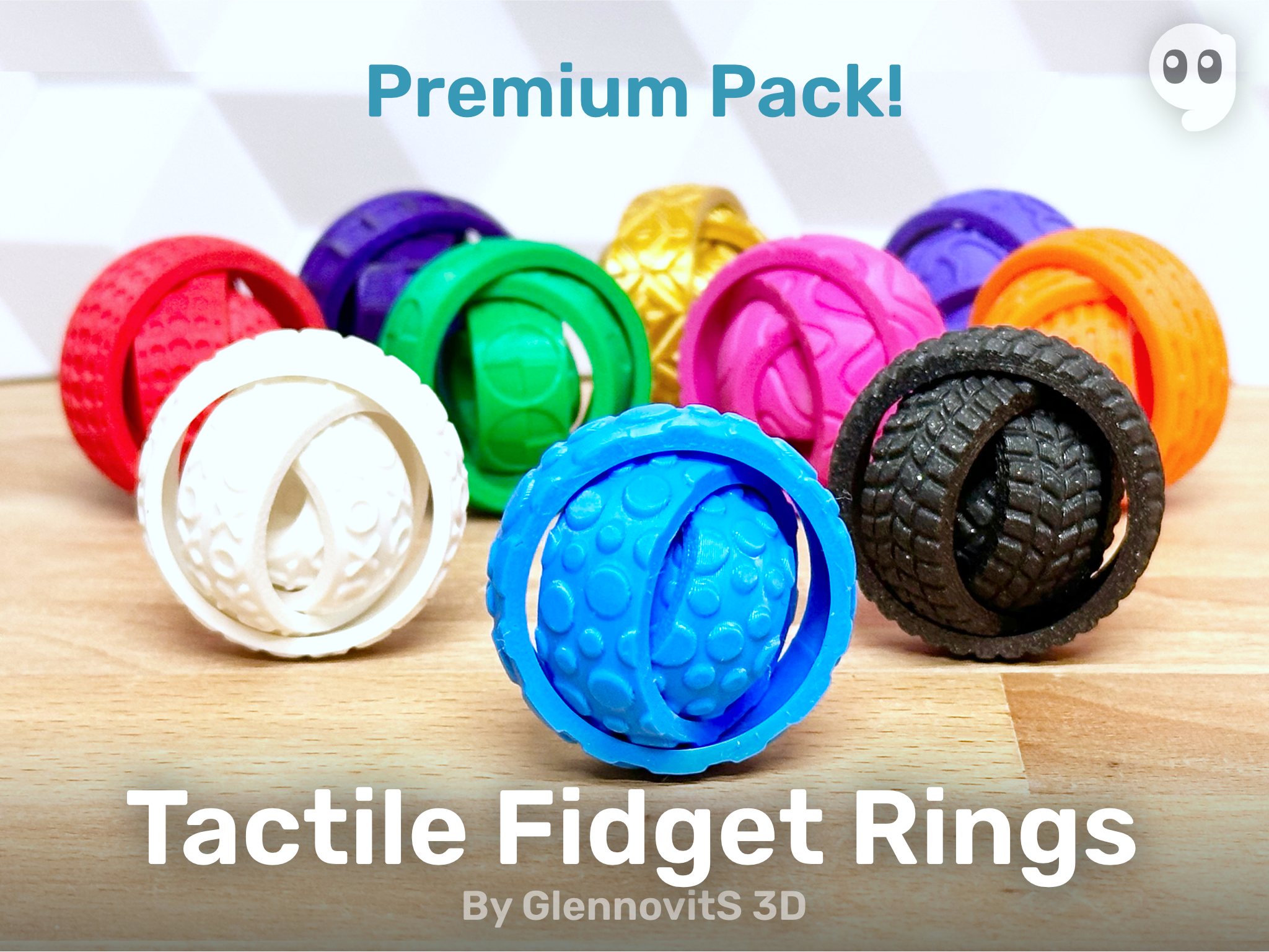 Tactile Fidget Rings (Premium supporter pack - spinning fun toy)