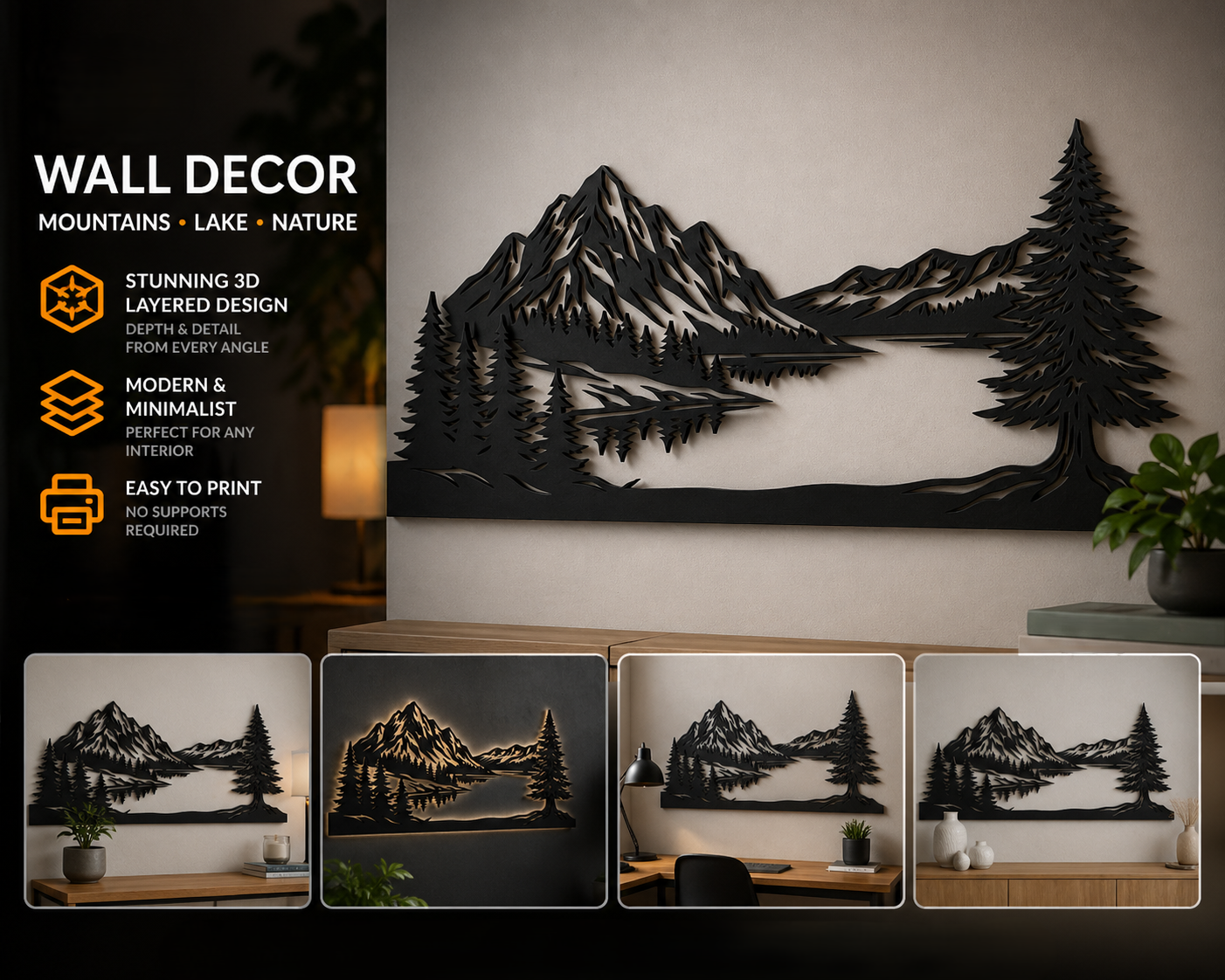 Mountain landscape modern design wall decoration