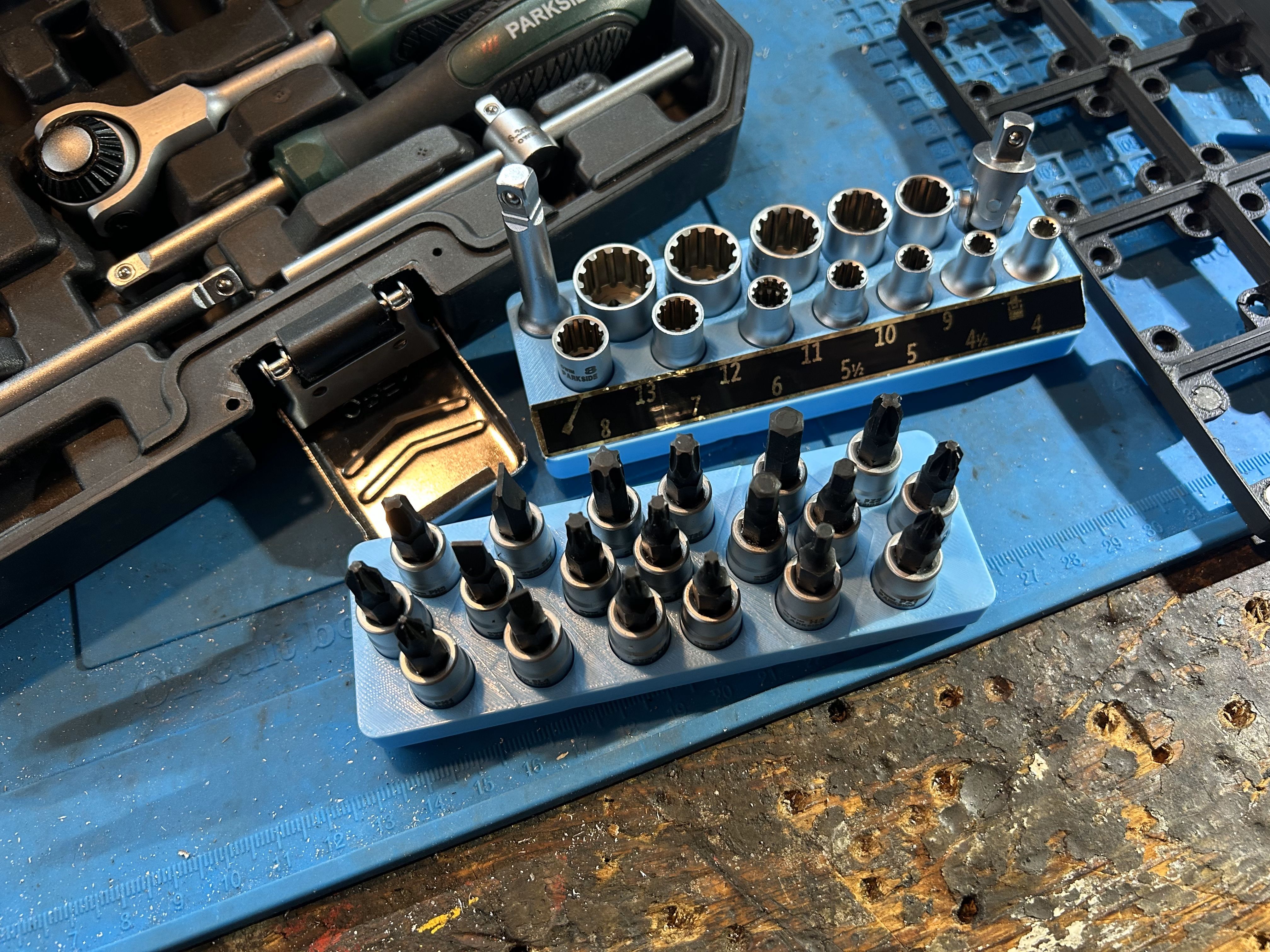 Parkside ¼" socket and bit holder for Gridfinity