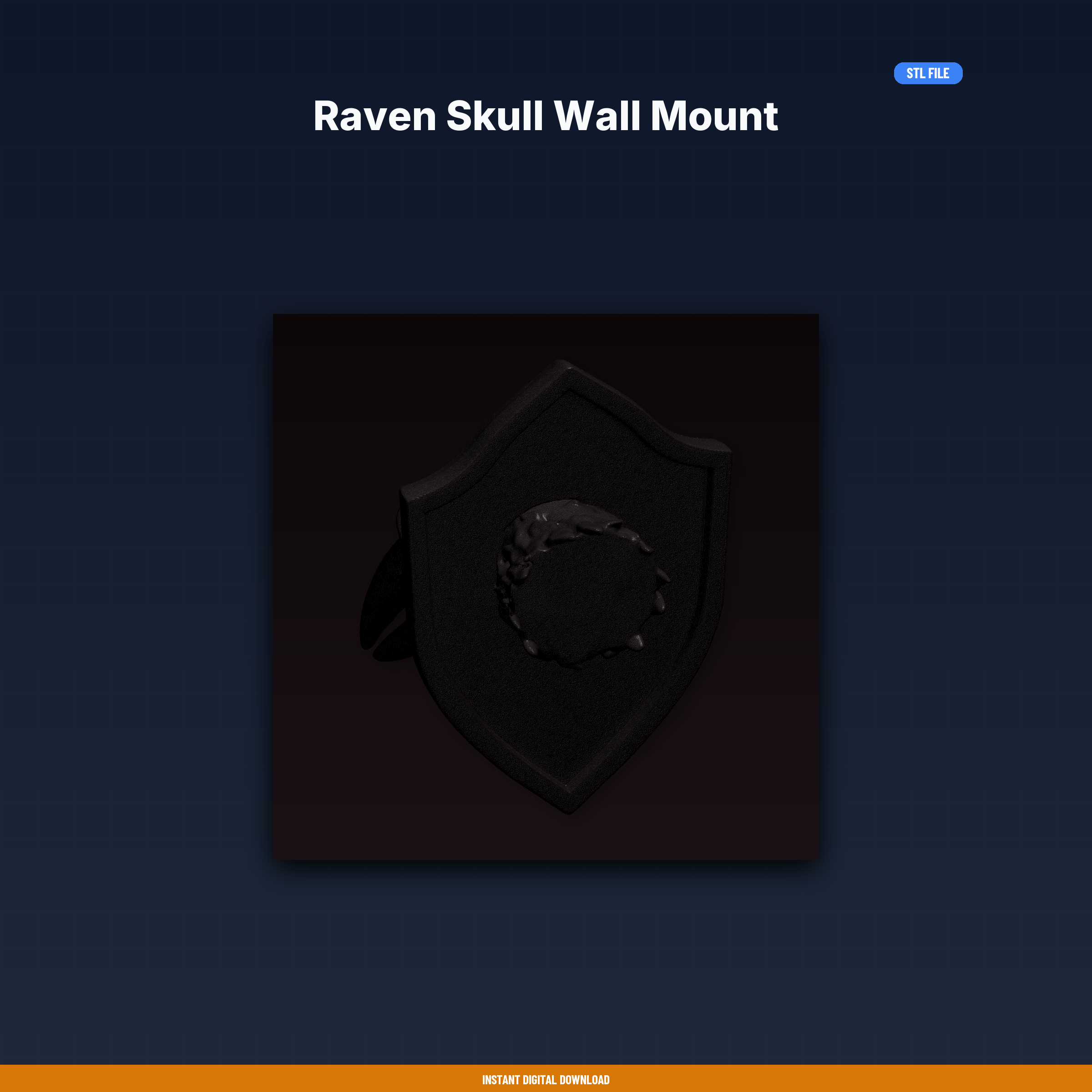 Raven Skull Wall Mount - 3D Printable STL File