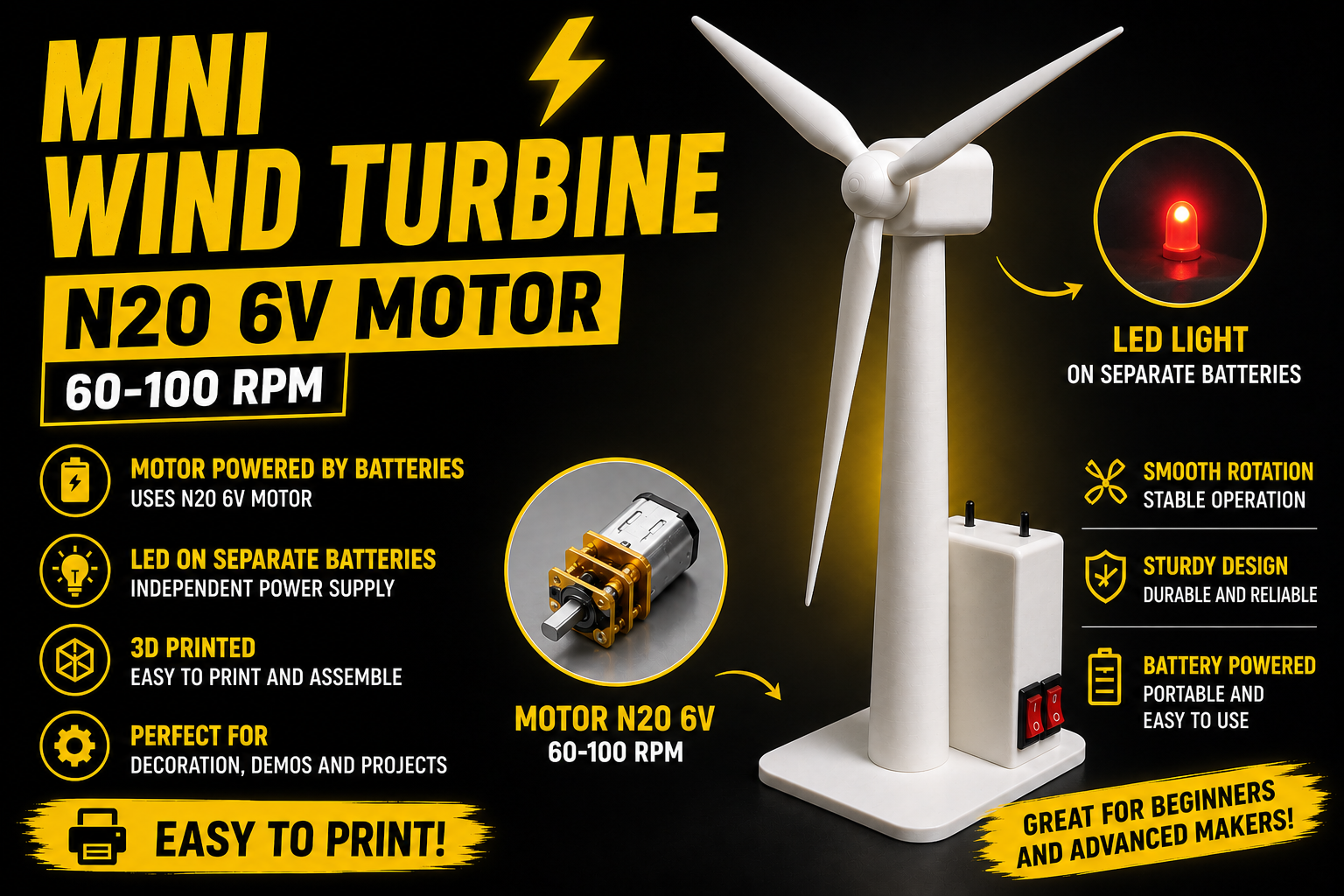 Working Wind Turbine with LED