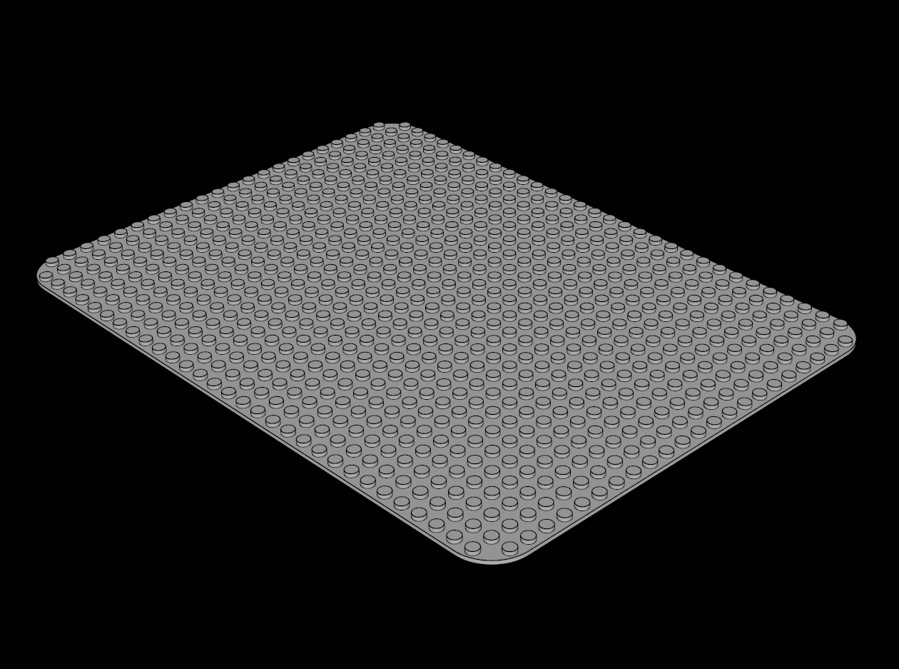 Lego Compatible (10a.dat) Baseplate 24 x 32 with Rounded Corners