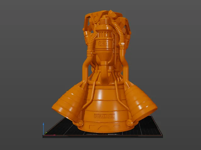 Rocket Engine Prusa – With C1L+ Label and Max Size Print Remix