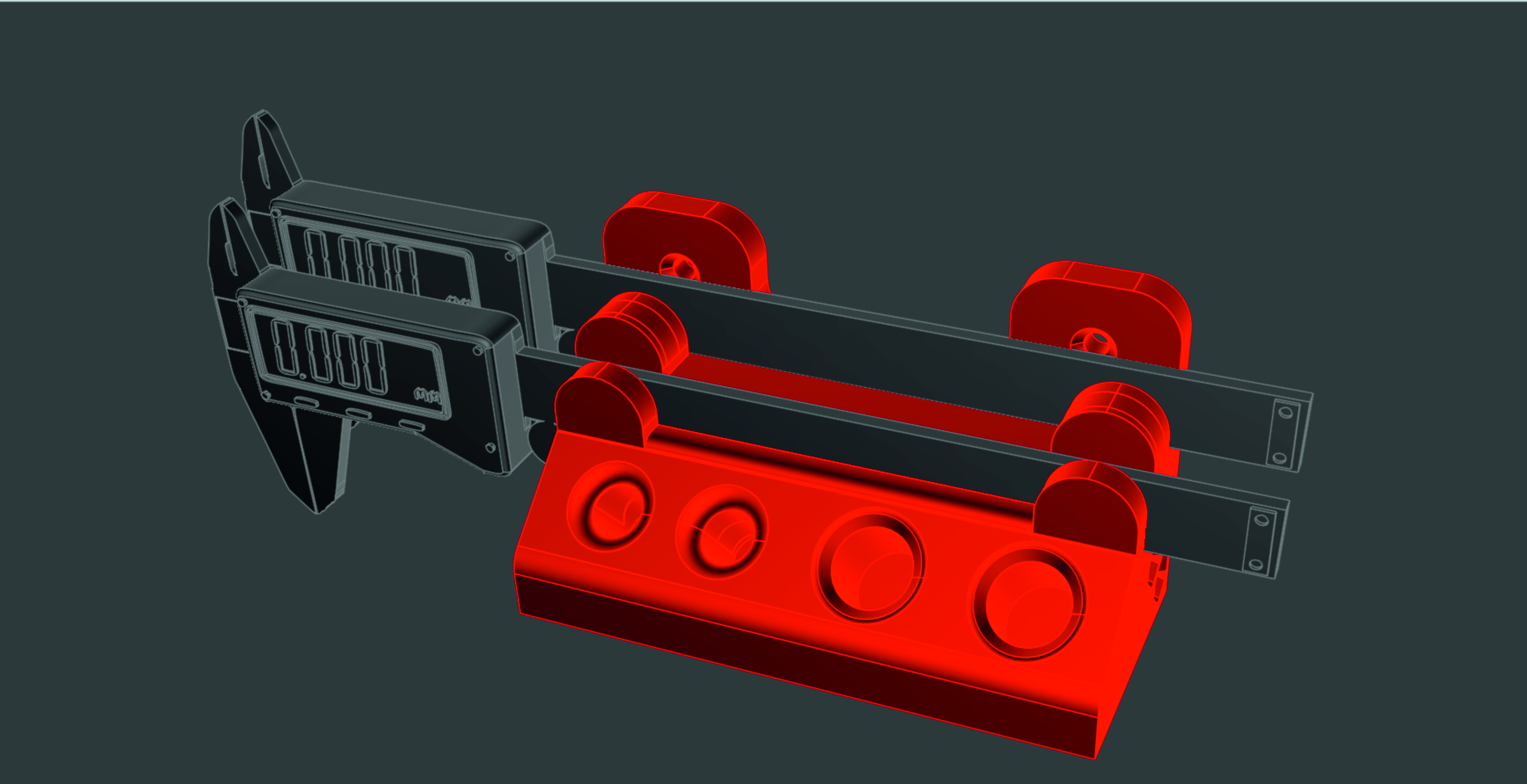 Digital + analog calipers wall stand + accesory space