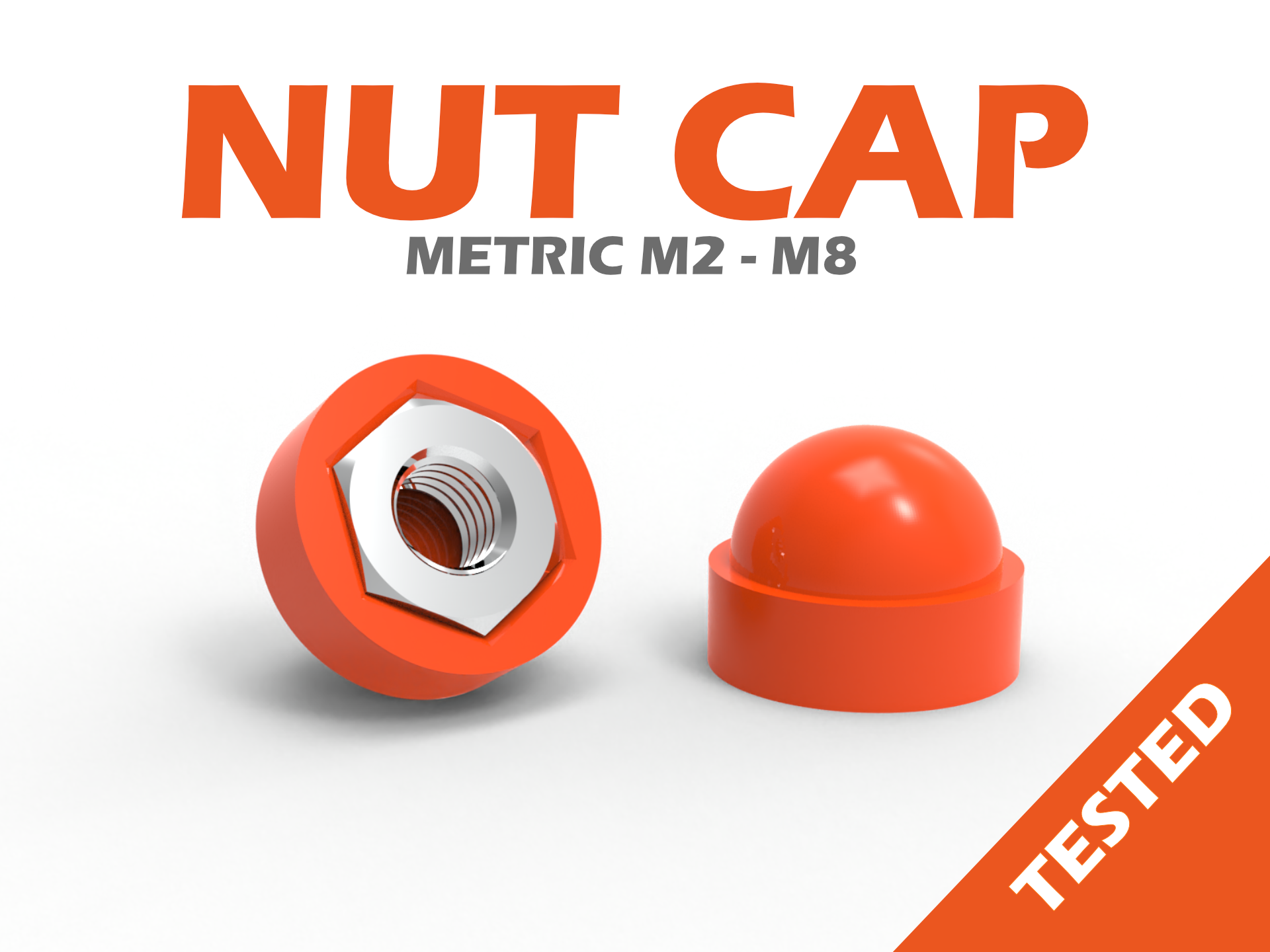 NUT CAP - BOLT CAP - (Tested) 3D model thumbnail