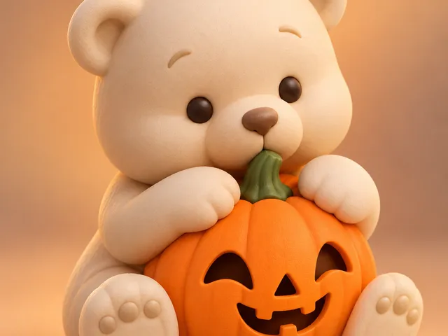 cute bear with pumpkin