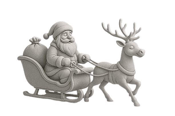 Santa a sob Santa and reindeer