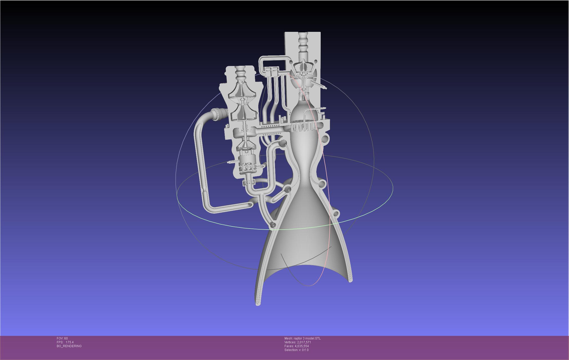 Space X Raptor 3 Engine Loop Printable 3D Cross Section Diagram Model