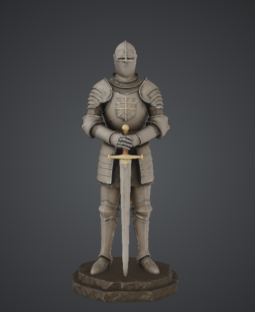 Medieval Knight Statue 3D Printable Model – Armored Sword Guardian