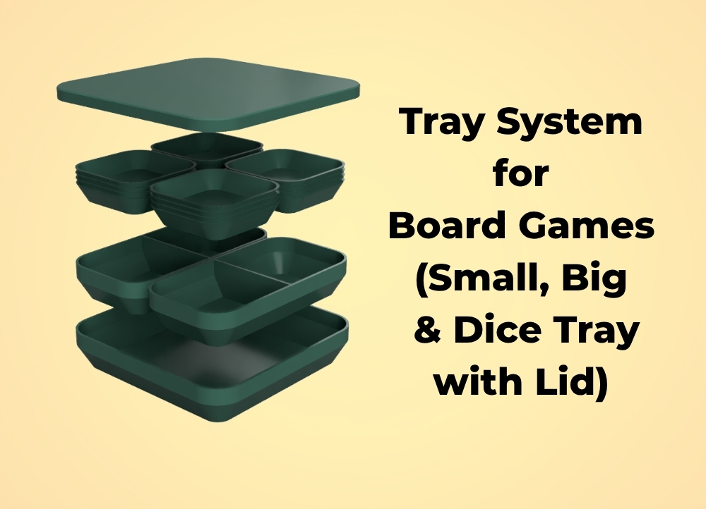 Modular Tray System for Board Games (Small, Big & Dice Trays with Lids)