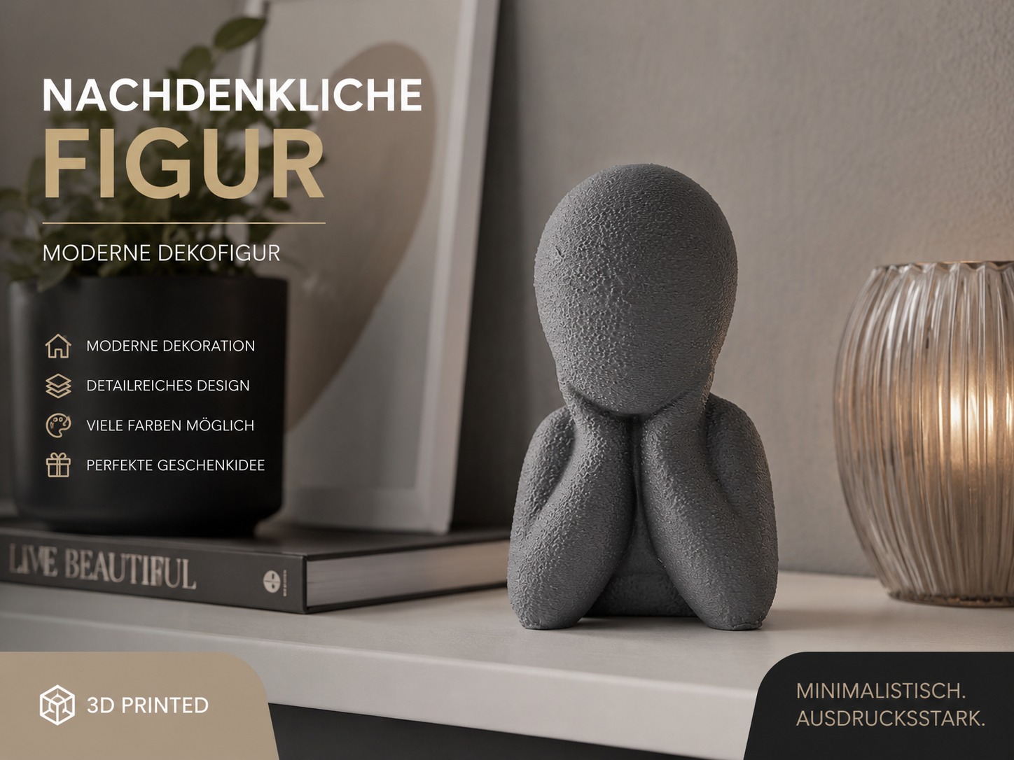 Nachdenkliche Figur – Moderne Deko Skulptur