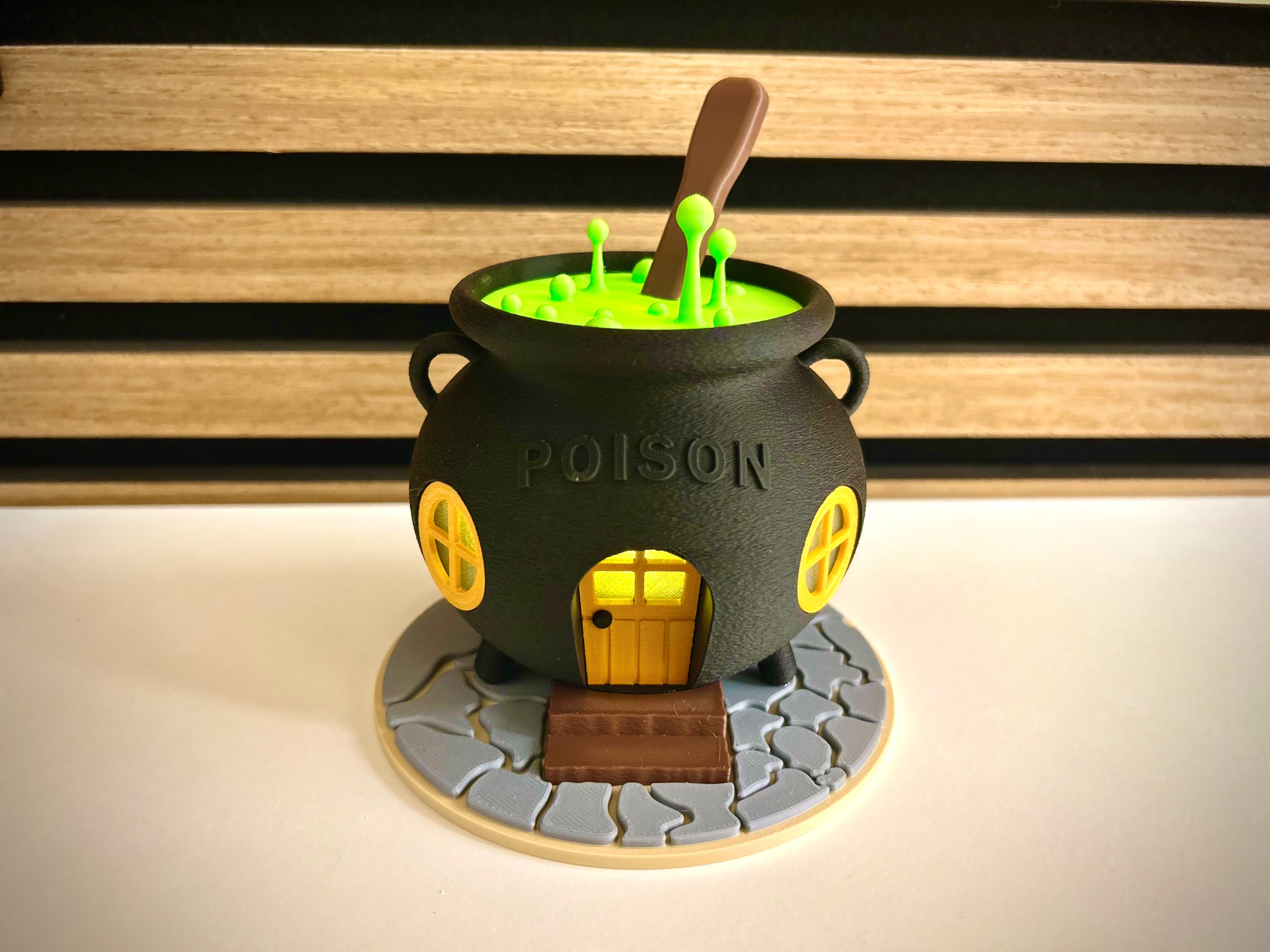 Hexenkessel-Häuschen (Halloween) für LED-Teelichter // Witch's cauldron cottage (Halloween) for LED tea lights