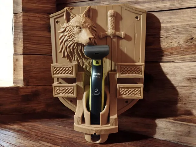 Wolf Shrine – Philips OneBlade 360  A wall-mounted holder