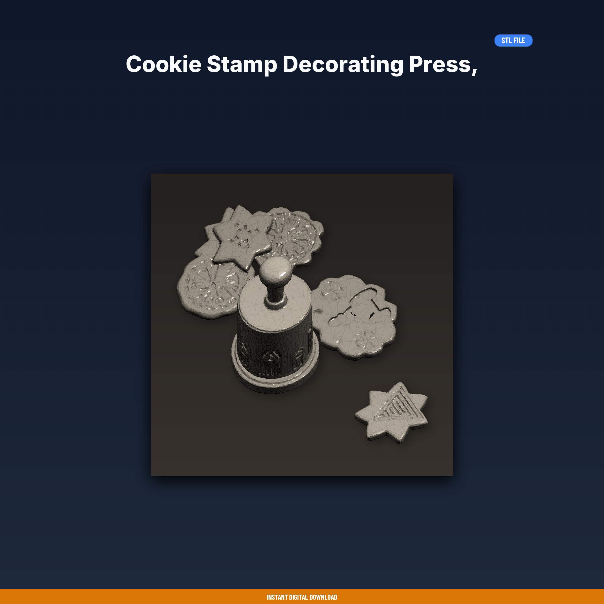 Cookie Stamp Decorating Press, Interchangeable Pattern Plates, - 3D Printable STL File