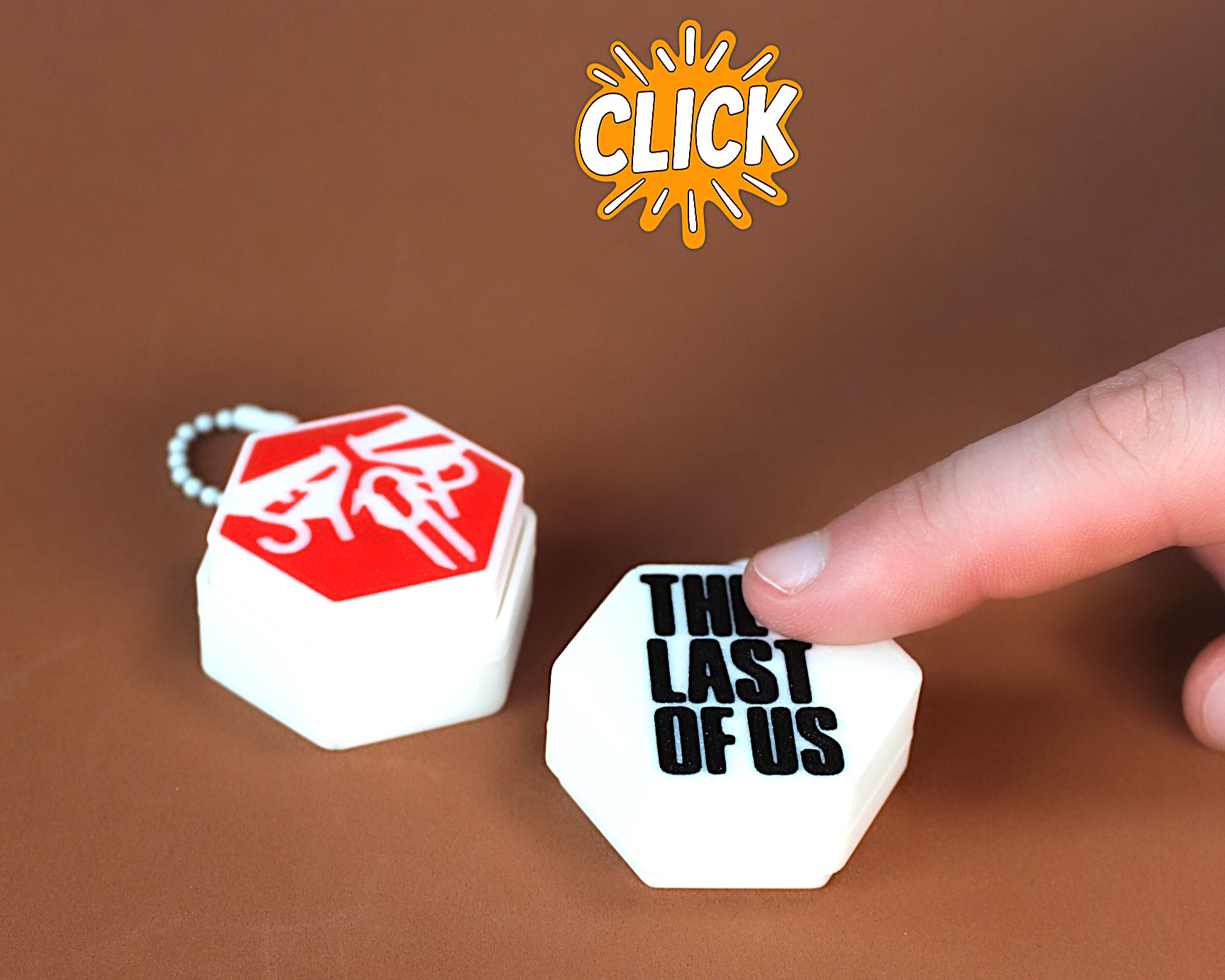 Fireflies STOP sign Fidget Clicker - Keychain