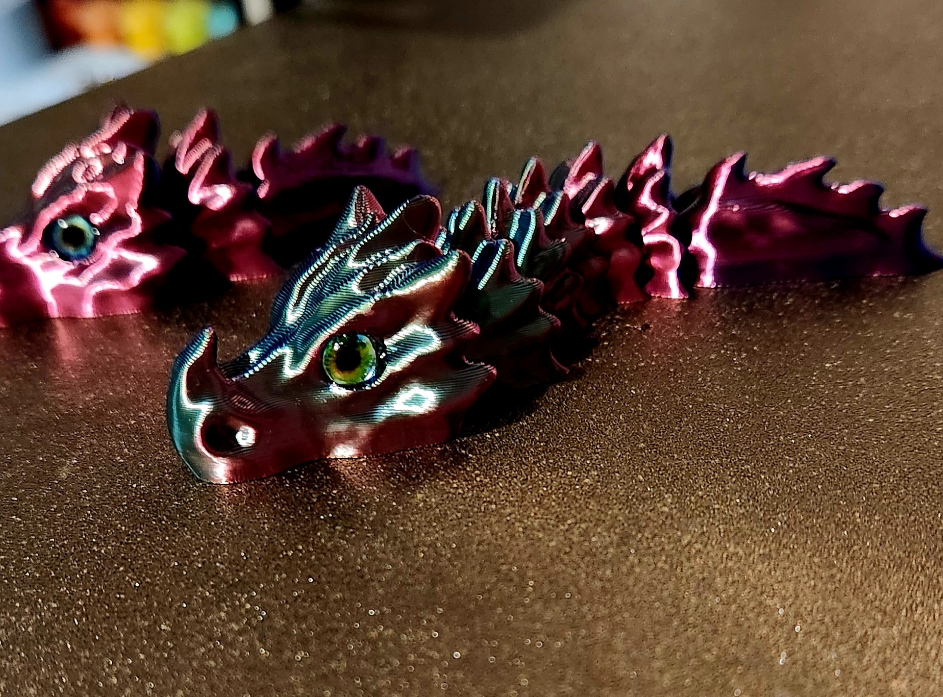 Articulated Bone Dragon Keychain 6mm Glass Eyes