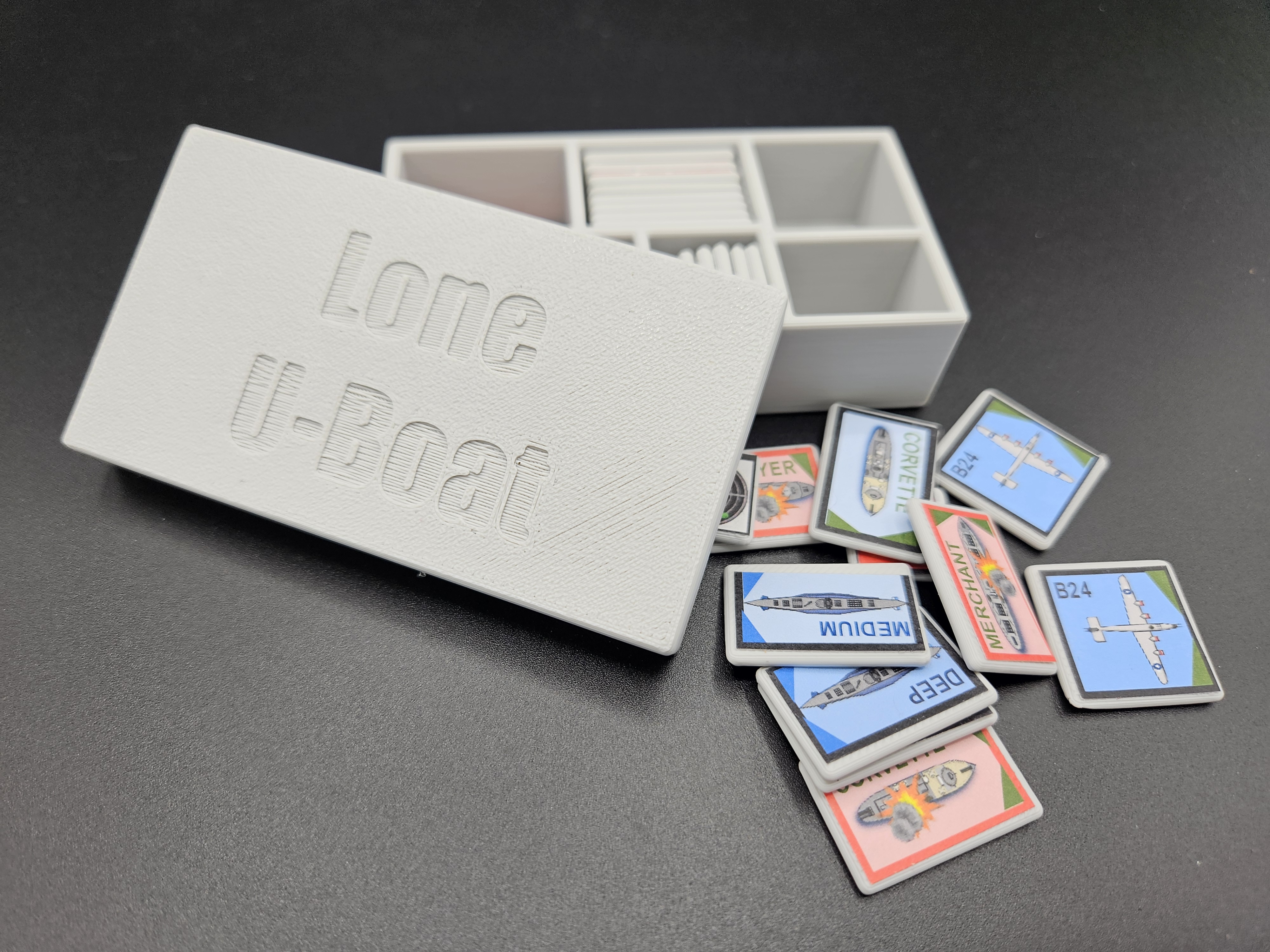 Lone U-Boat wargame 2 mm counter bases and box