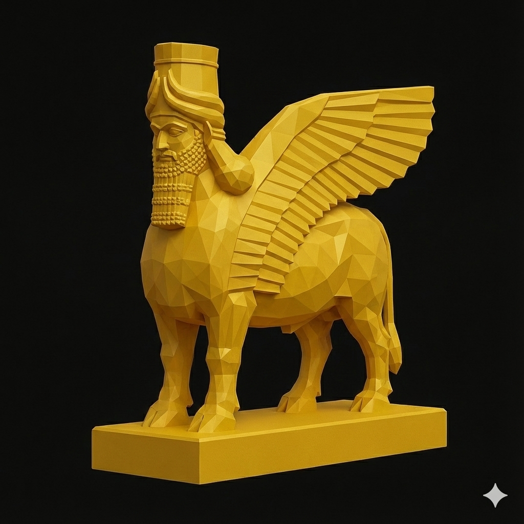 Lamassu - Guardian of the Gate of All Nations (Low Poly Sculpture)