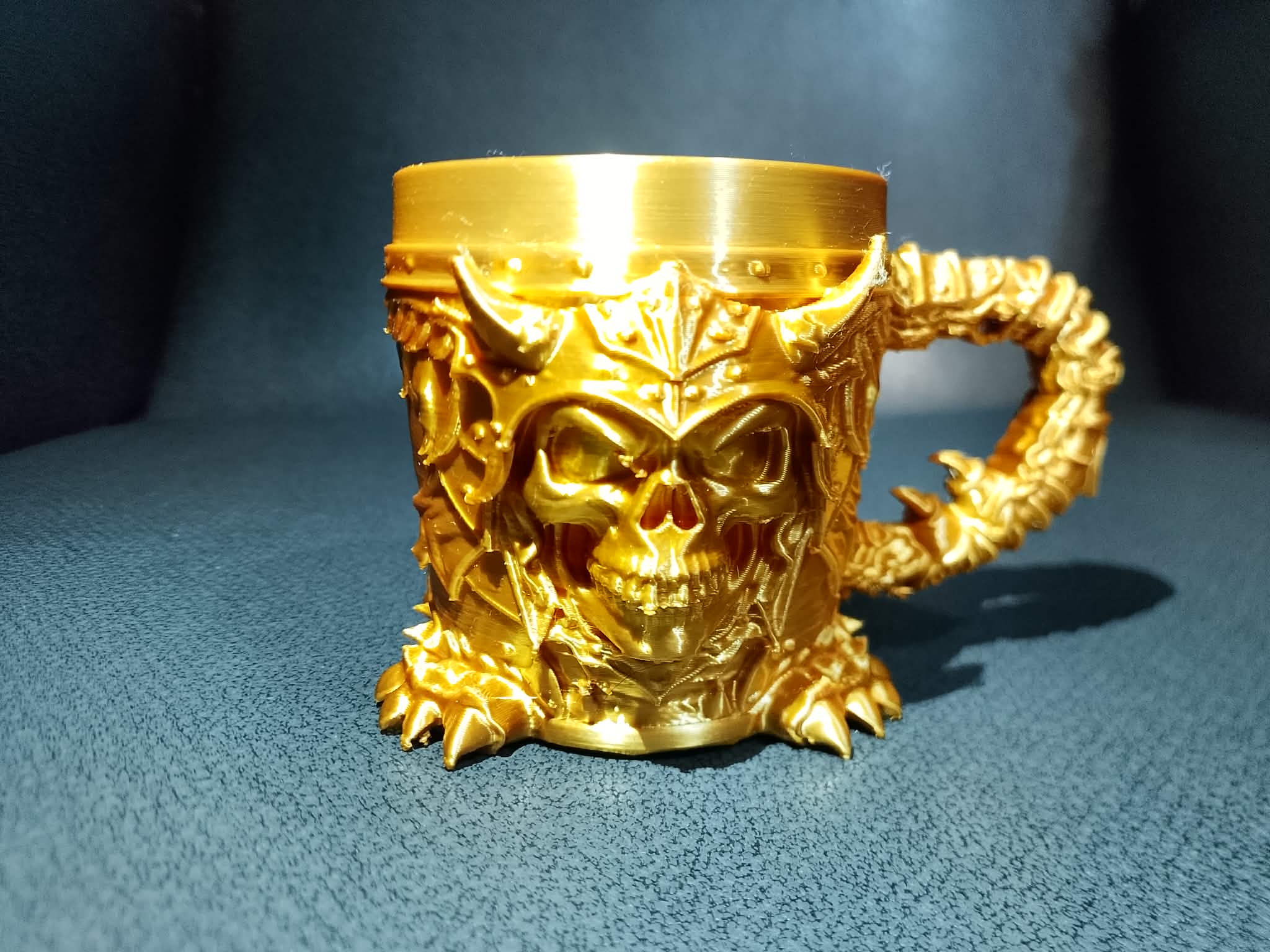 Warrior Skull Mug With Spiked Crown Armor And Dragon Handle