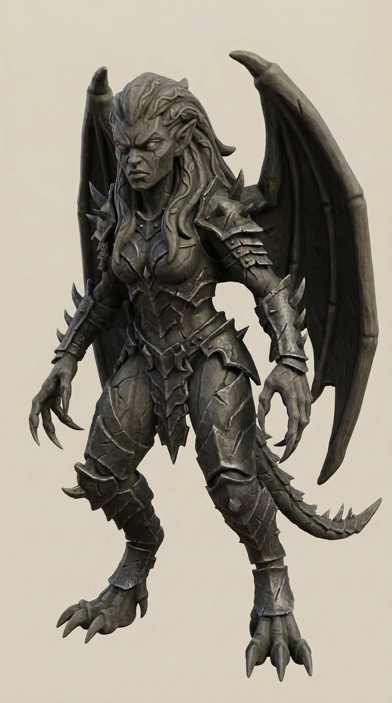 Female Warrior Gargoyle Miniature DnD