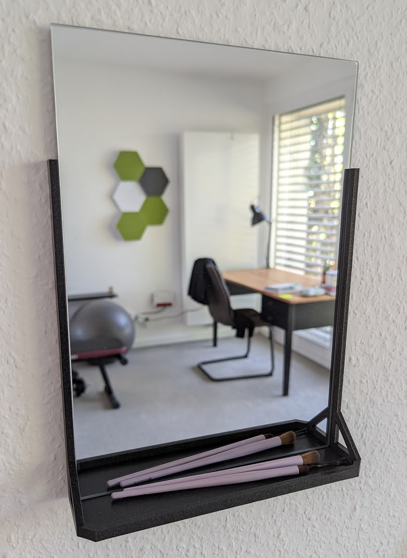 Mirror frame or stand for IKEA LÖNSÅS with place for makeup and brushes