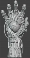 Cybernetic Hand Holding a Heart