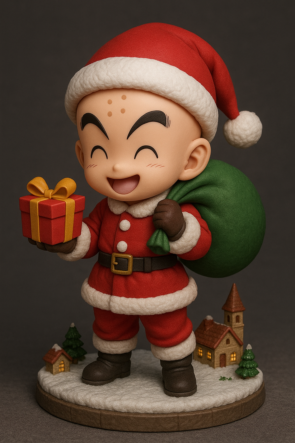 Krillin Santa Chibi – Figura 3D Festiva