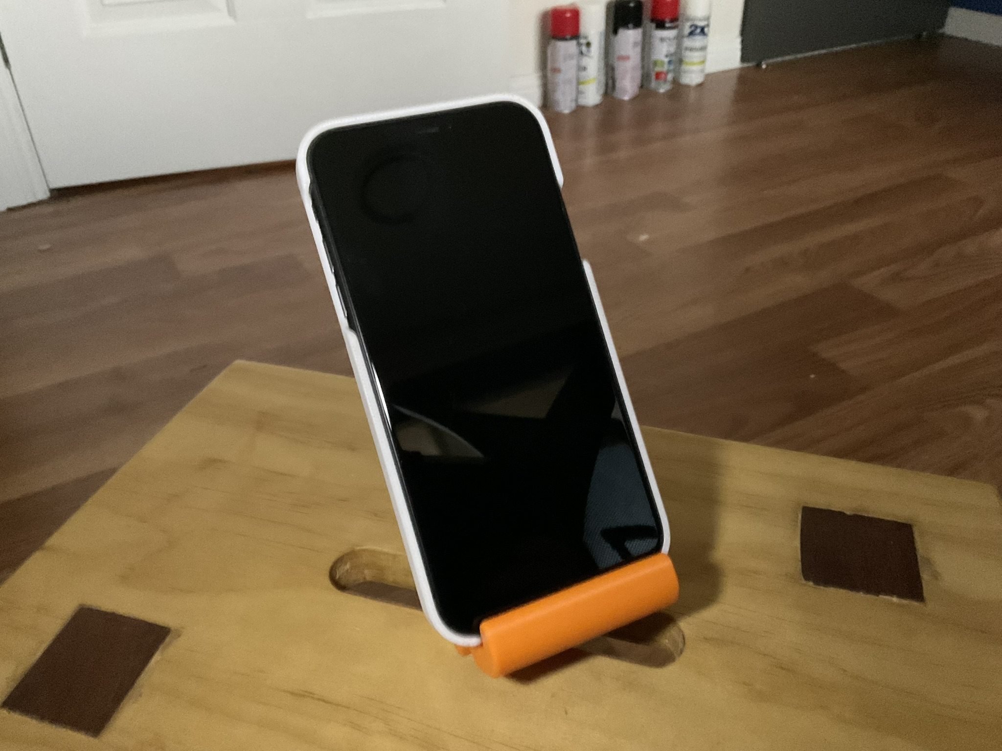upright phone holder - with holes for charger