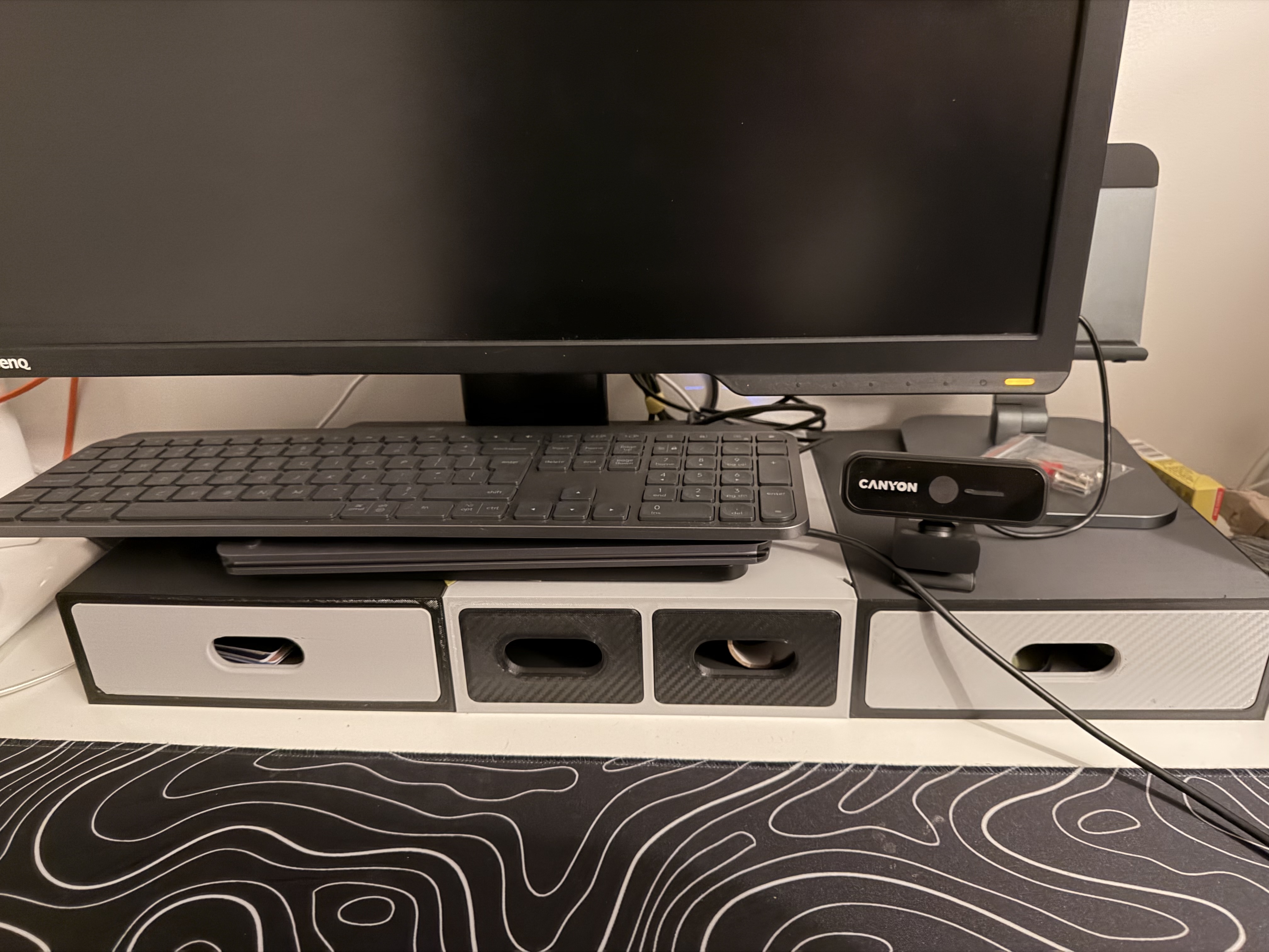 Modular Monitor Stand with 4 Drawers (Expandable, Connector-Based)