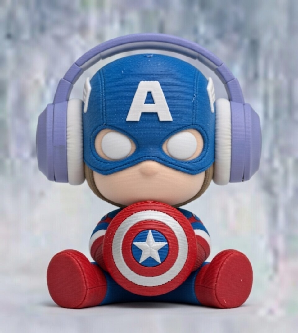 Cute Captain America with Headphone