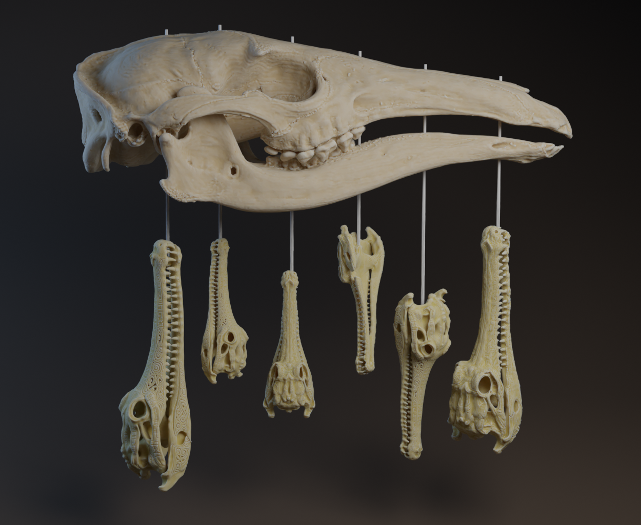 Aardvark Crocodile Skull Chimes
