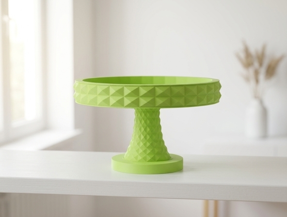 Lime Prism Pedestal Tray with Cube Pattern
