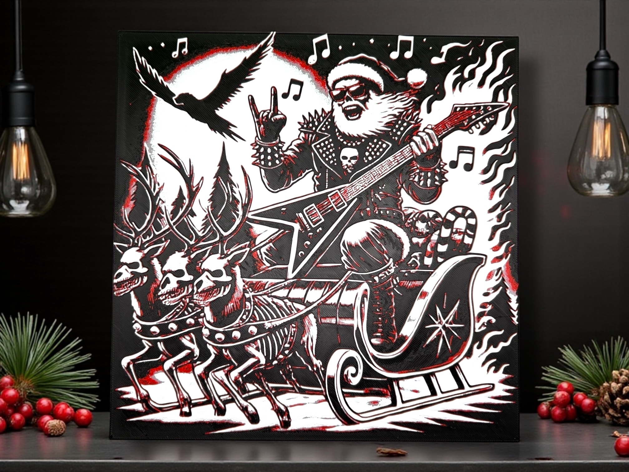 Heavy Metal Sleigh Ride - Christmas Santa Hueforge